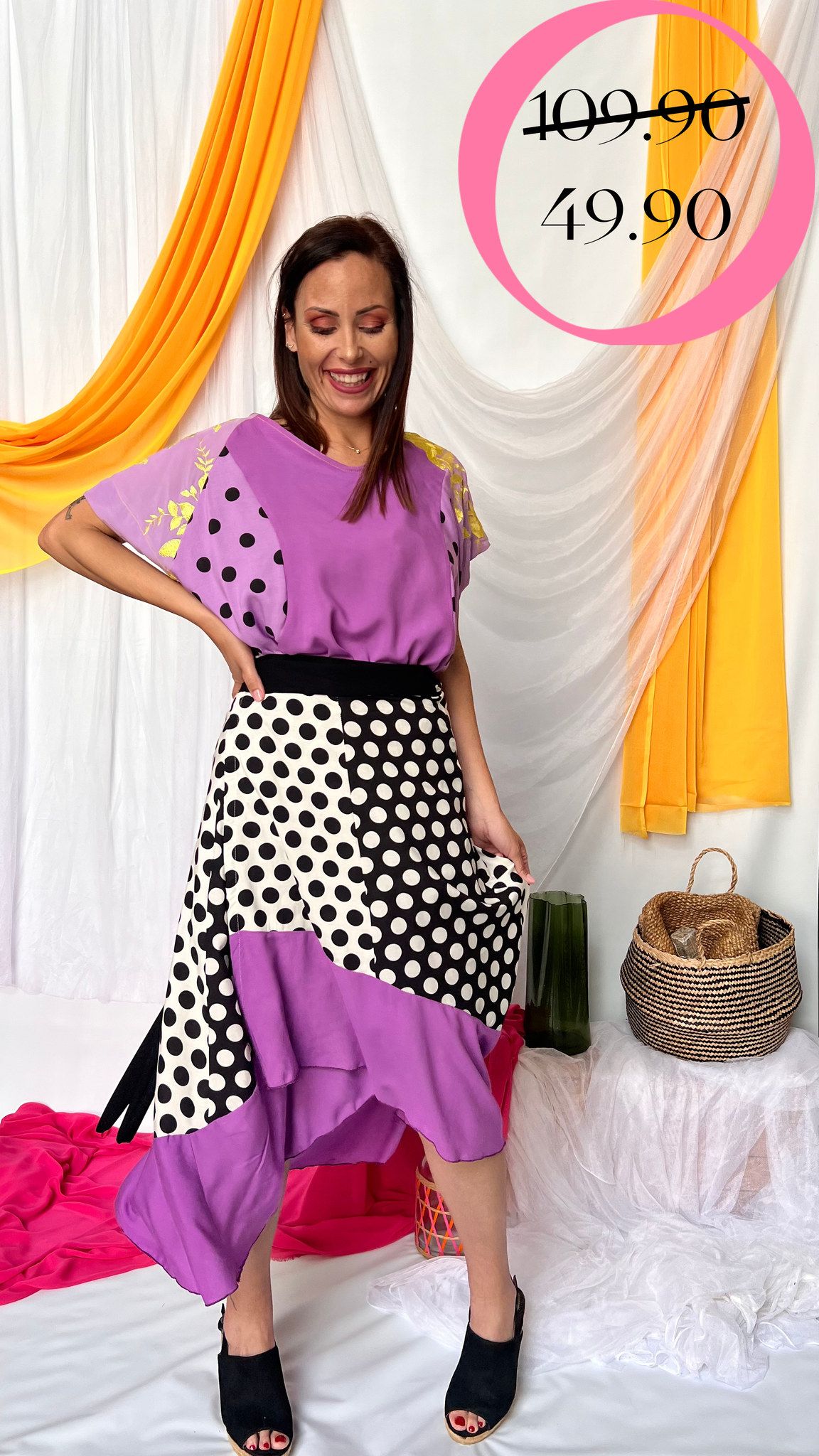 FALDA TRIANA VOLANTE LILA