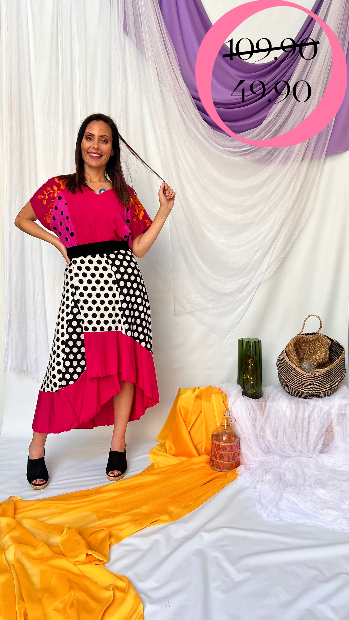 FALDA TRIANA VOLANTE FUCSIA
