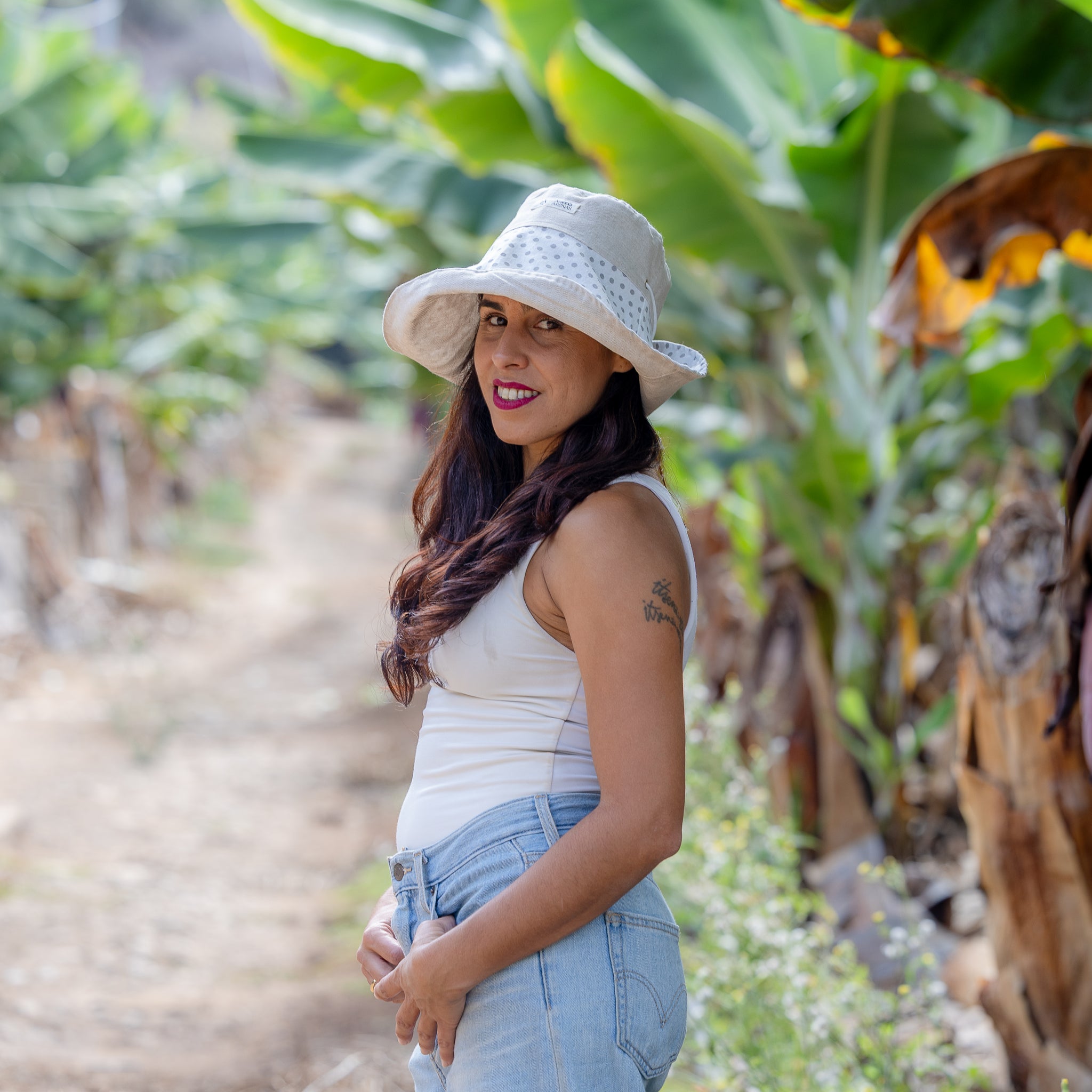 SOMBRERA ALA LARGA WHITE DOT